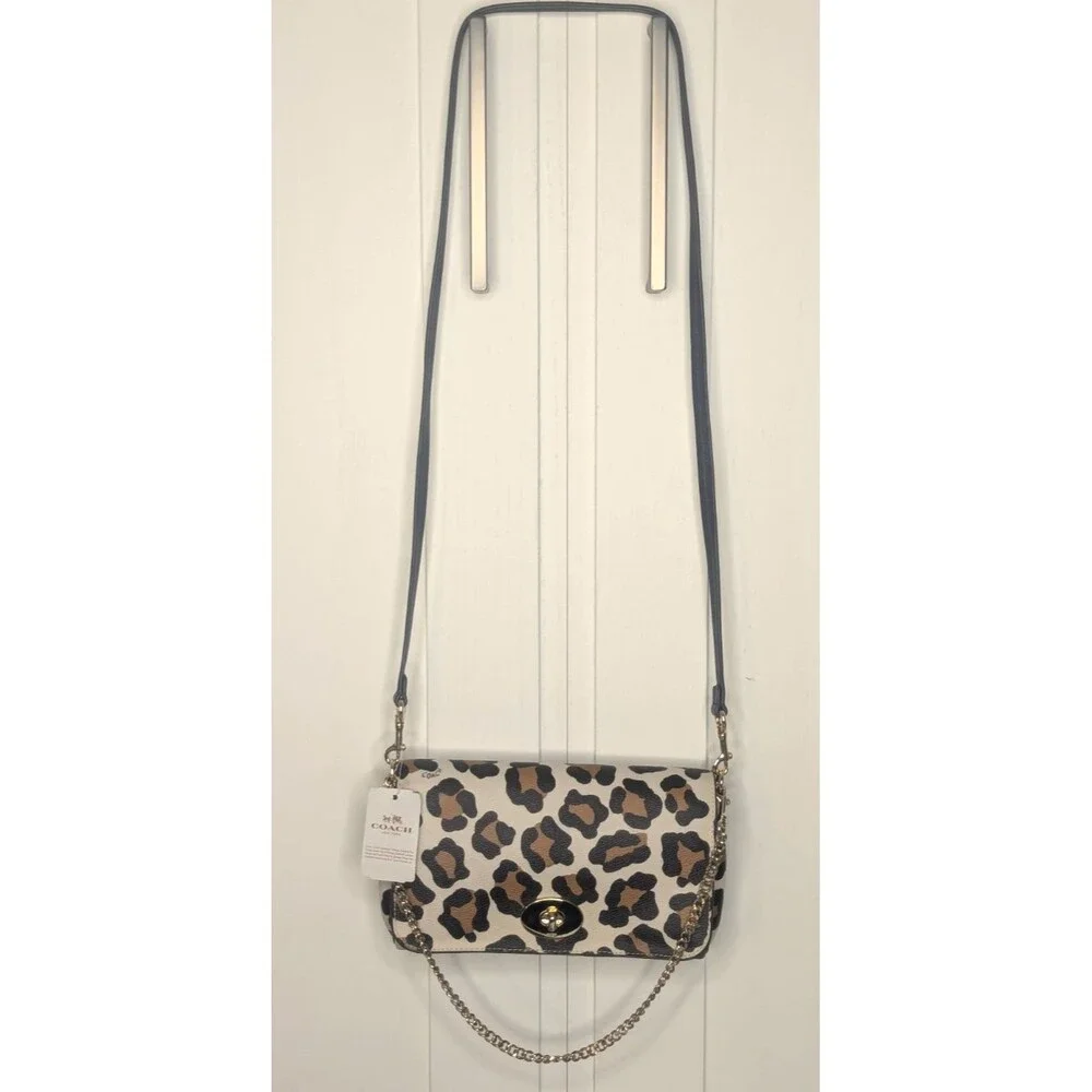 Coach Leopard (Ocelot) Print Mini Ruby Crossbody Bag with Chain NWT